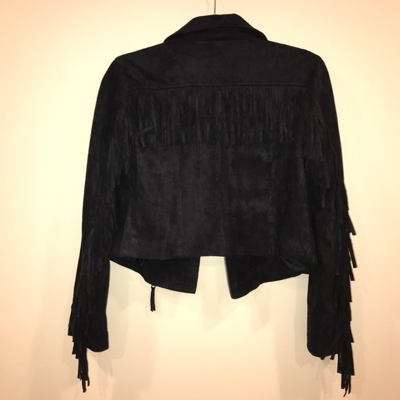 Audrey 3+1 Jackets & Blazers - Audrey 3+1 suede fringe motto jacket